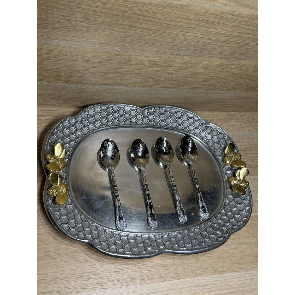 Vintage WM Rogers & Sons Enchanted Rose Pattern Silverware Plated 4 Spoons